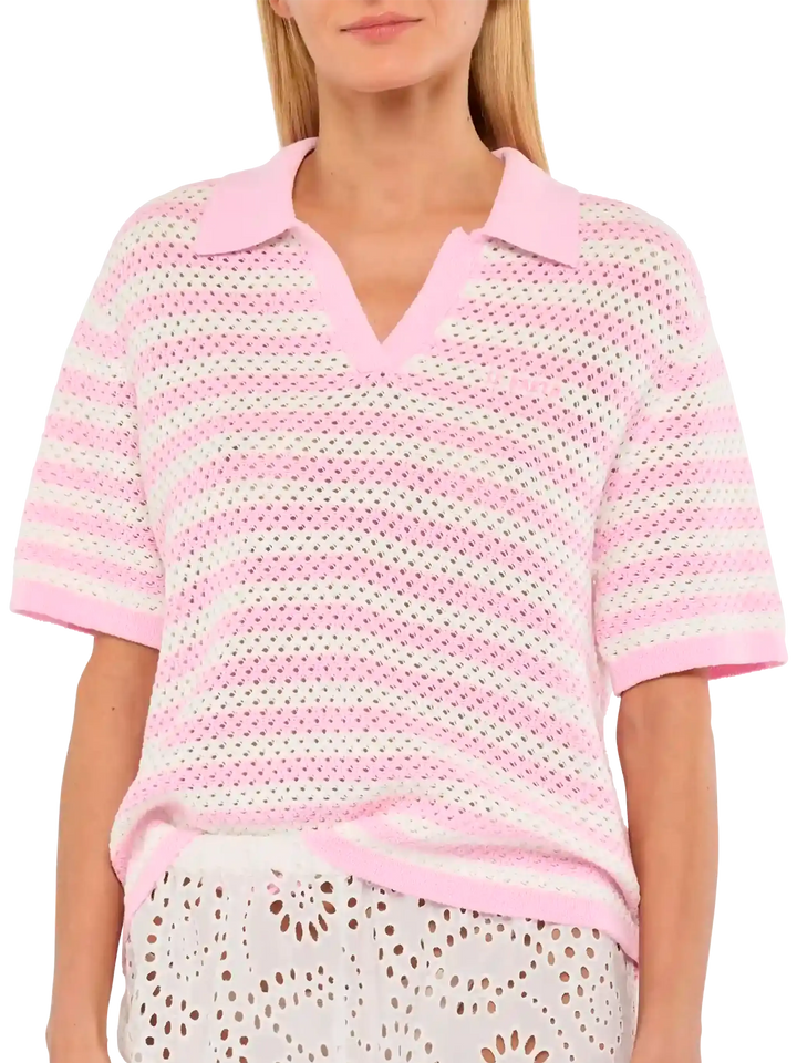 Polo in maglia a righe rosa Pixie