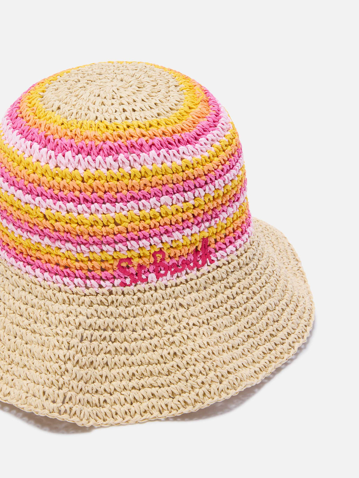 Sombrero de paja Polly con rayas multicolor y bordado con logo 