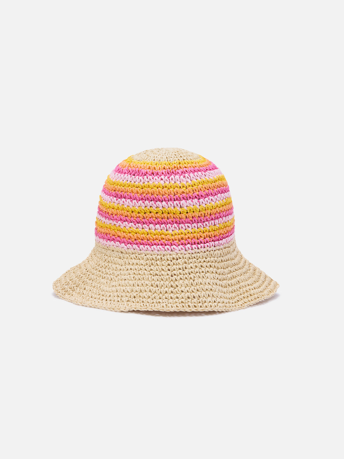 Sombrero de paja Polly con rayas multicolor y bordado con logo 
