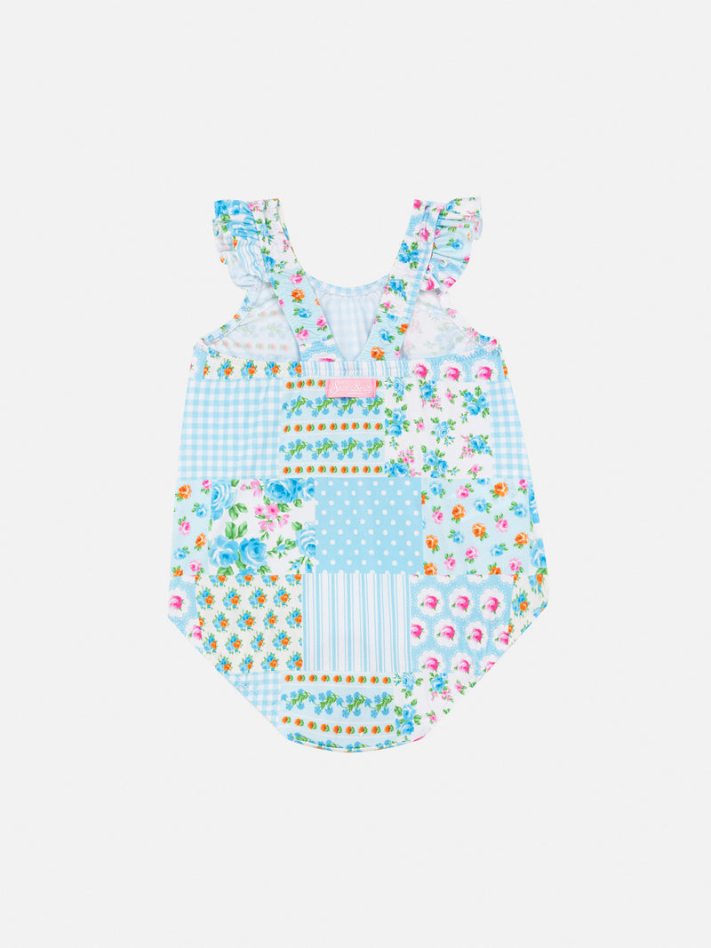 Pinkie newborn ruffled one-piece swimsuit with floral print