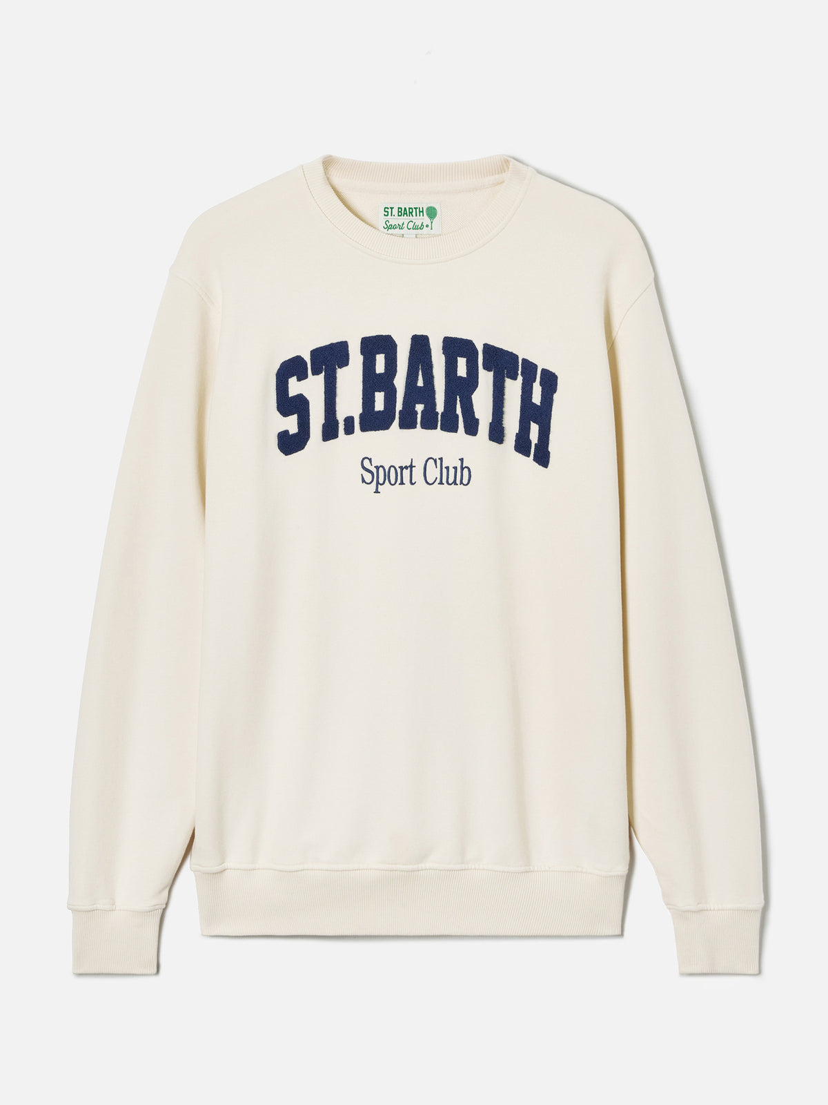 Sudadera de algodón color crema Ponza con logo Sport Club en relieve efecto rizo 