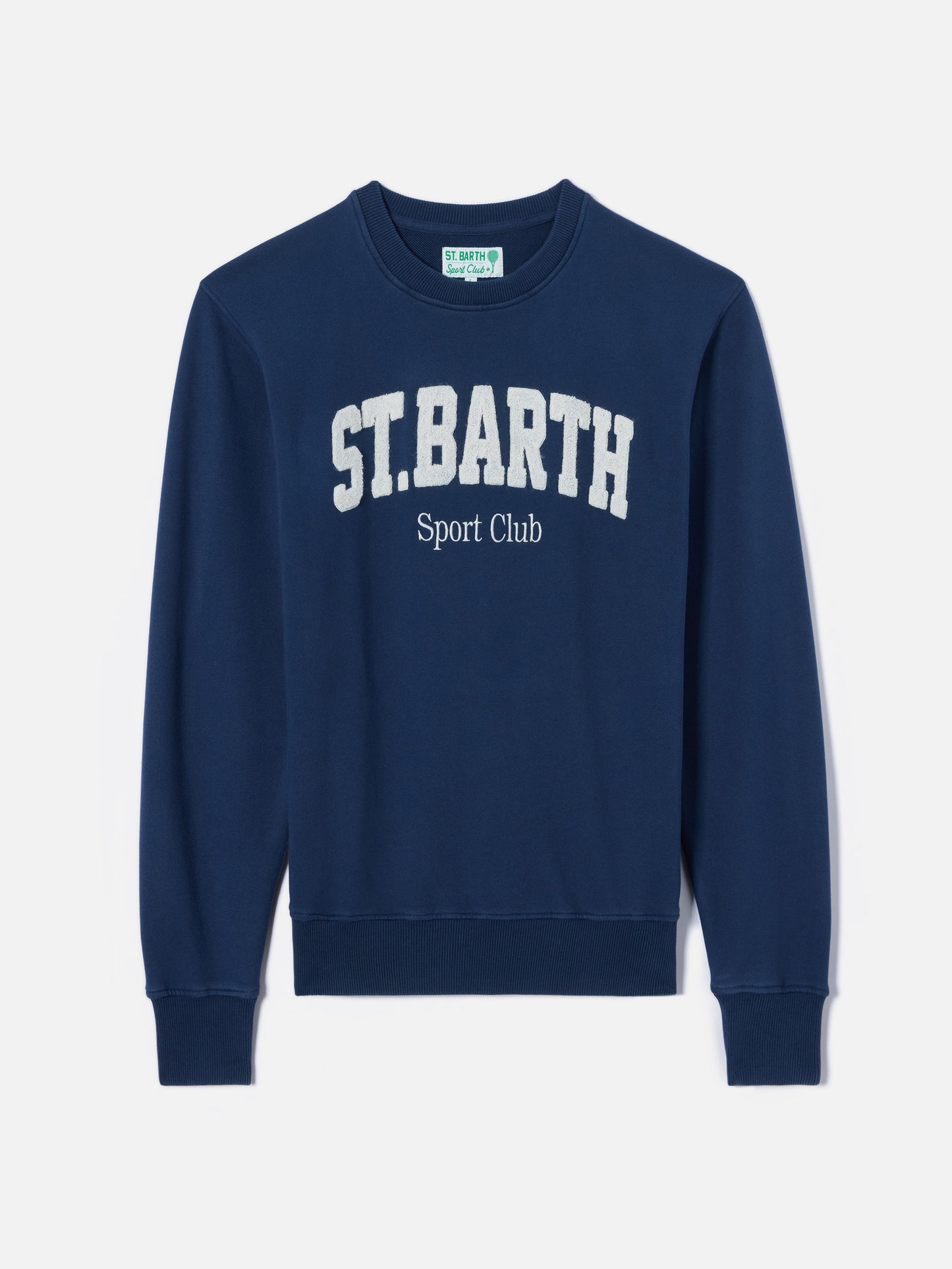 Navy blue Ponza cotton sweatshirt with Sport Club raised terry-effect logo