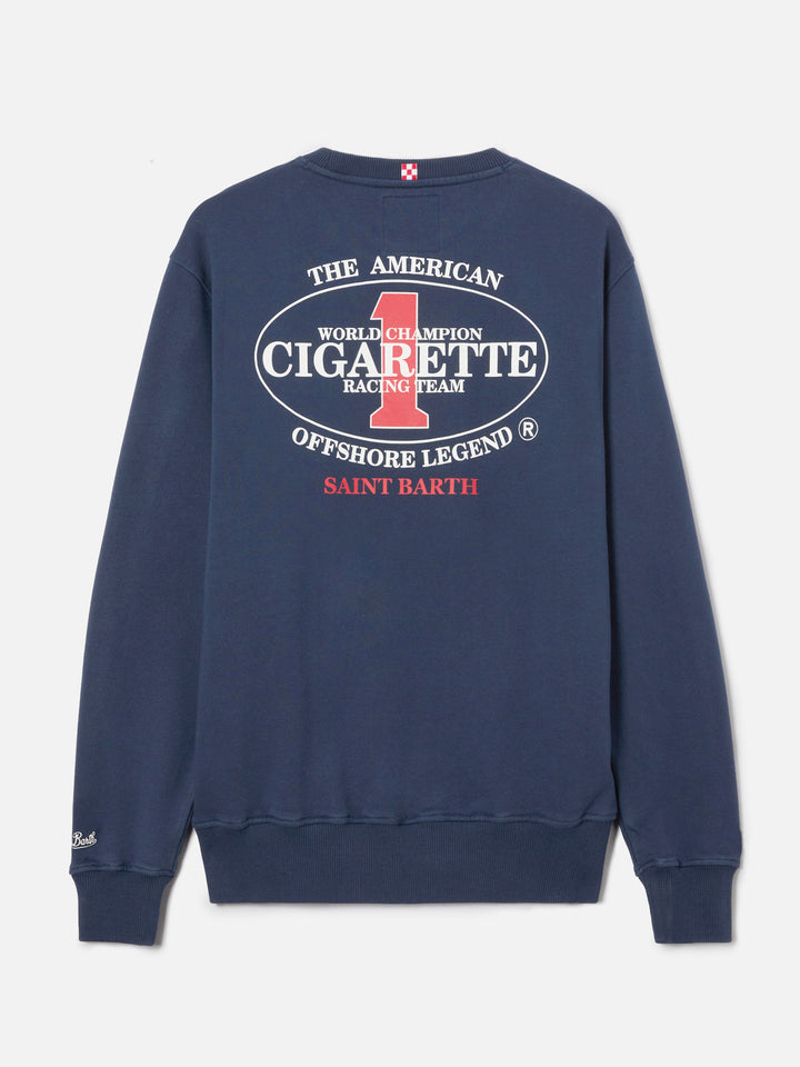 Felpa Ponza girocollo blu navy con stampa Cigarette | Special Edition