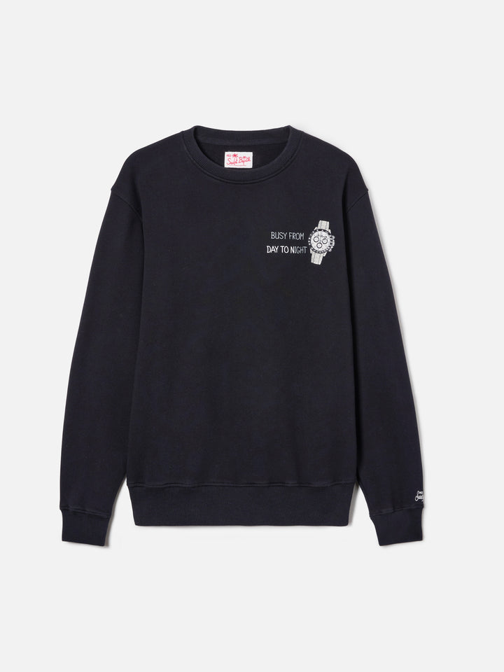Sudadera Ponza negra con bordado Busy From Day To Night 