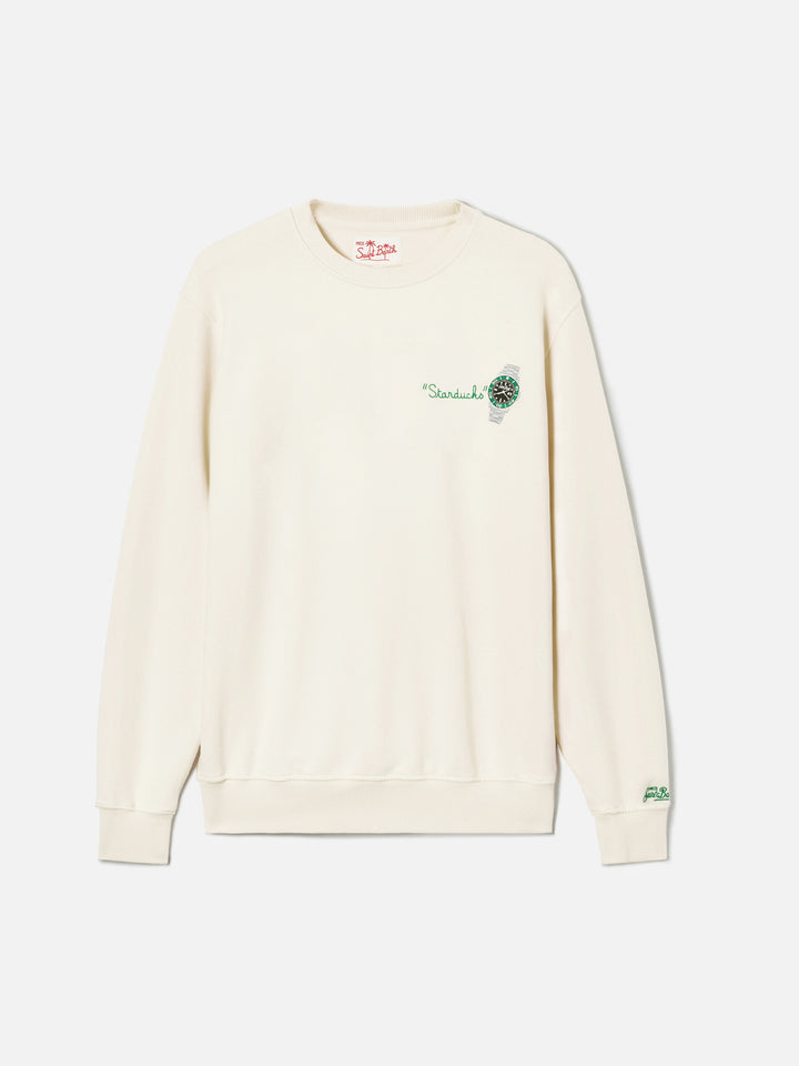 Cream Ponza sweatshirt with Starducks embroidery
