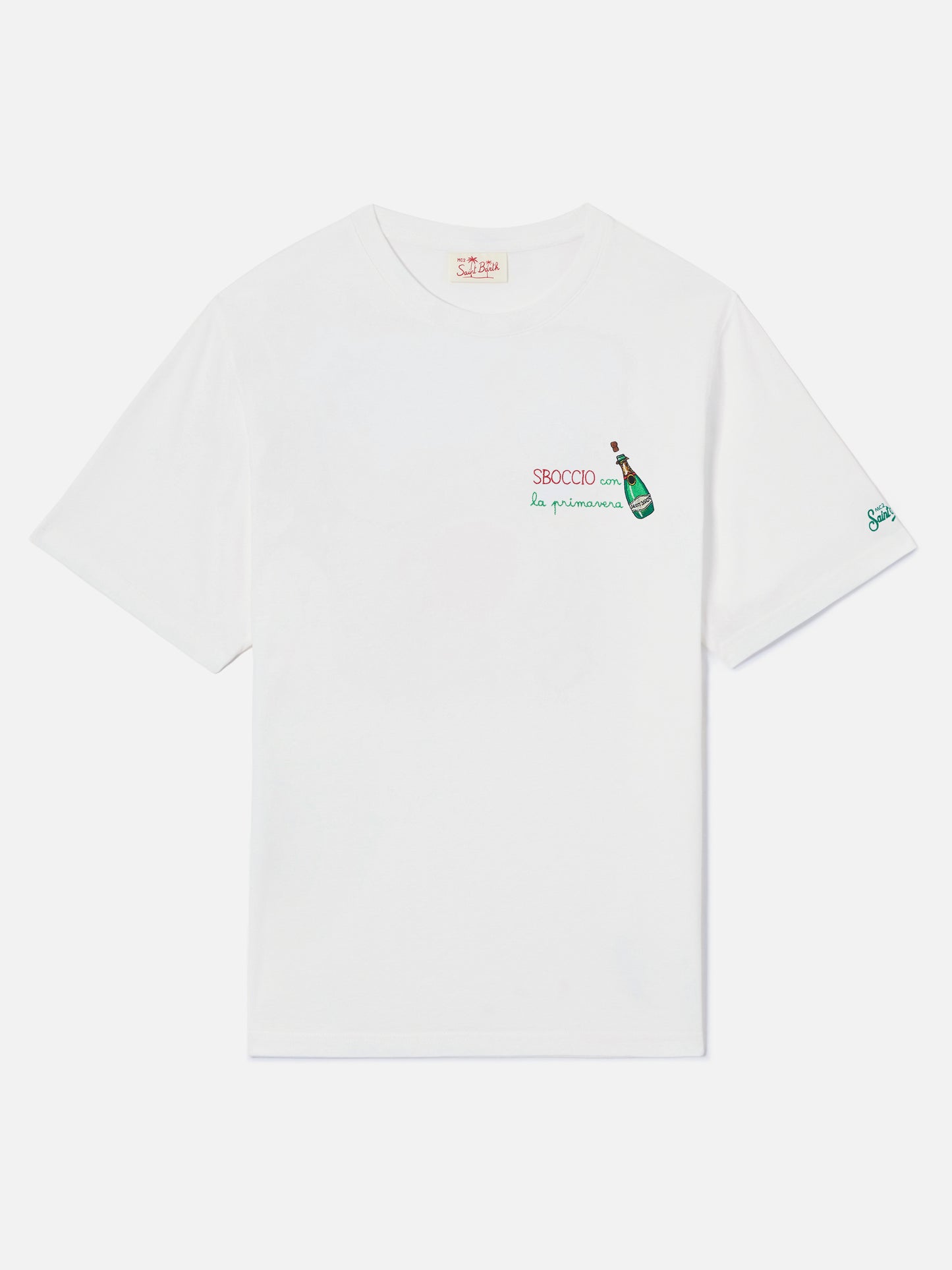 White Portofino T-shirt with Sboccio Con La Primavera embroidery