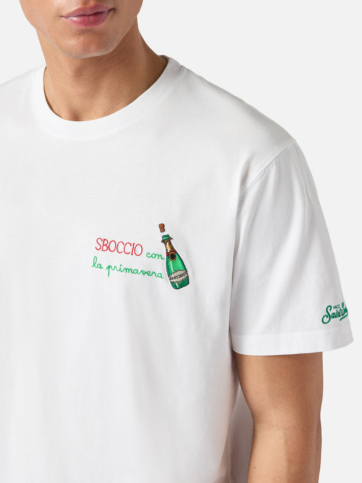 T-shirt Portofino bianca con ricamo Sboccio Con La Primavera