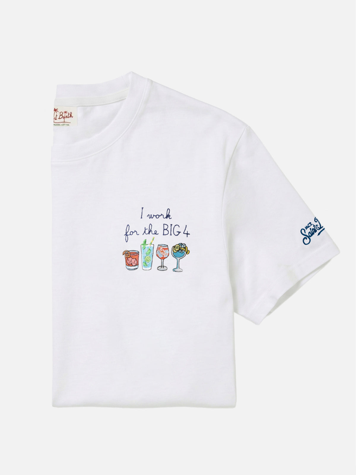 White Portofino T-shirt with I Work For The Big 4 embroidery