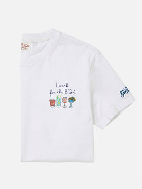 White Portofino T-shirt with I Work For The Big 4 embroidery