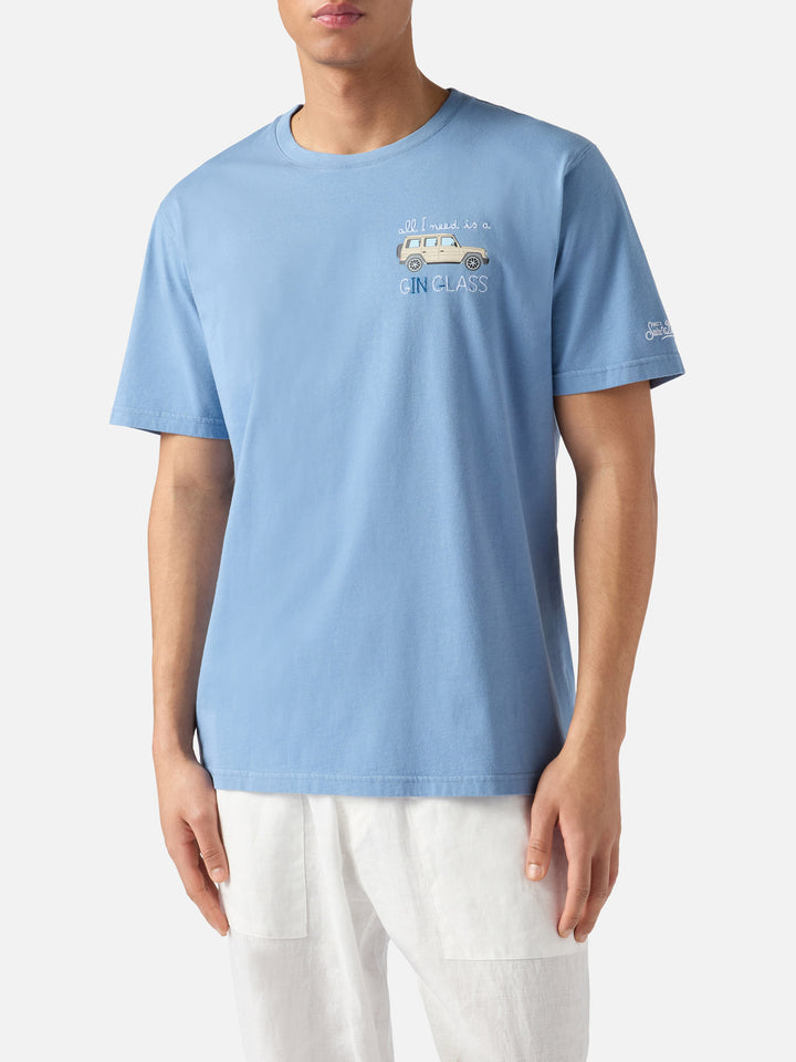 T-shirt Portofino azzurro polvere con ricamo All I Need Is A G-in Class