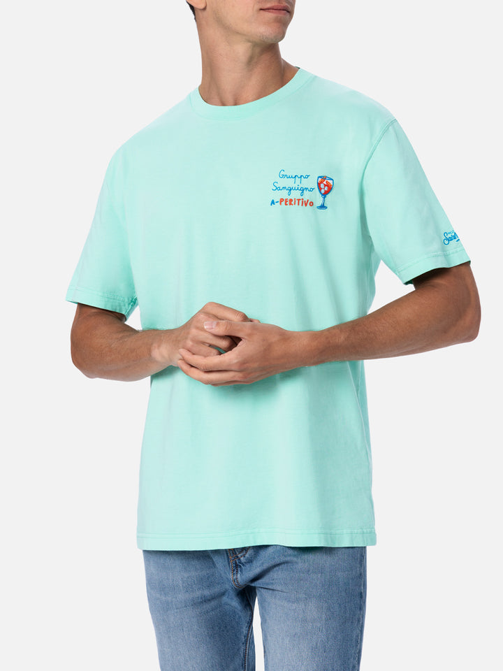 Klassisches Herren-T-Shirt aus Baumwolljersey Portofino mit Gruppo Sanguigno A Peritivo-Stickerei