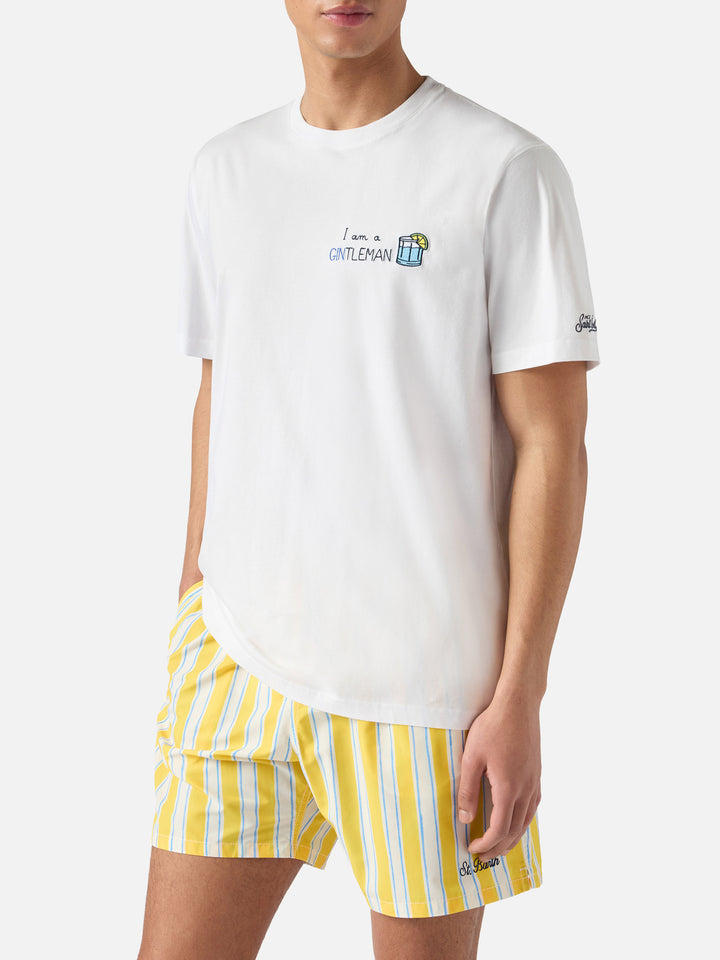 T-shirt Portofino bianca con ricamo I Am A Gintleman