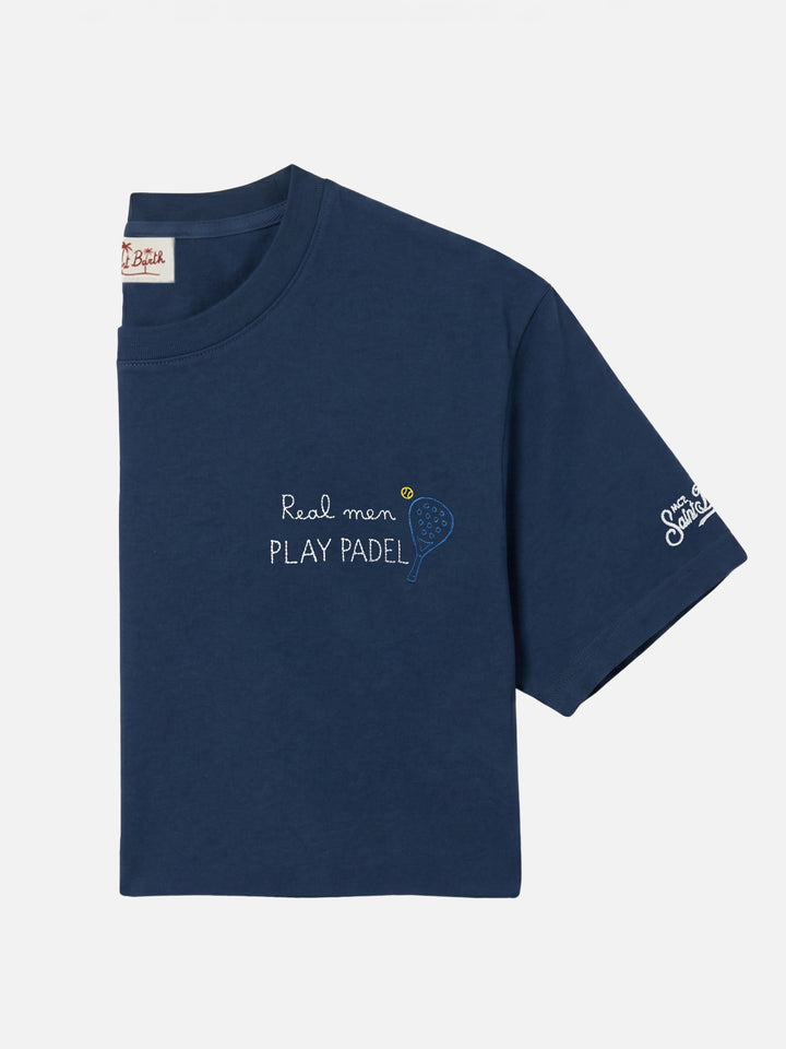 Camiseta Portofino azul con bordado Real Men Play Padel 