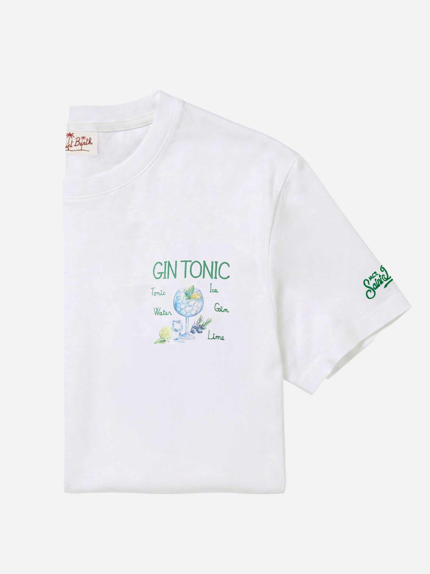 T-shirt Portofino blanc avec broderie Gin Tonic 
