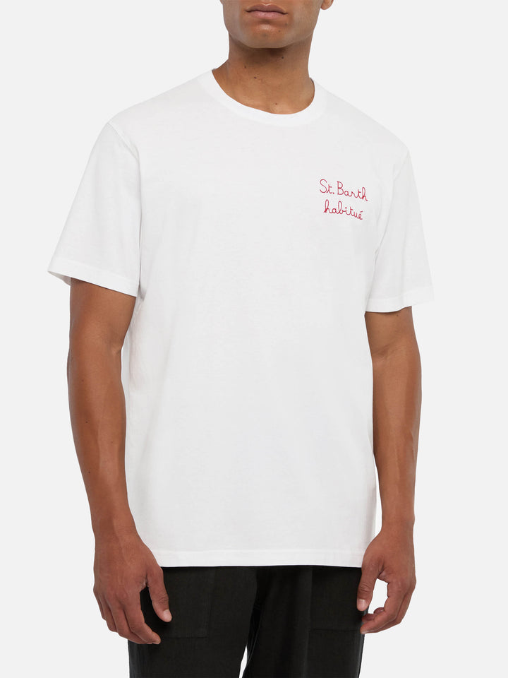 T-Shirt Portofino aus Baumwolljersey mit St. Barth Habituè-Stickerei