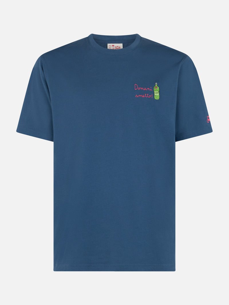 Klassisches Herren-T-Shirt Portofino aus Baumwolljersey mit Domani-Smetto-Stickerei