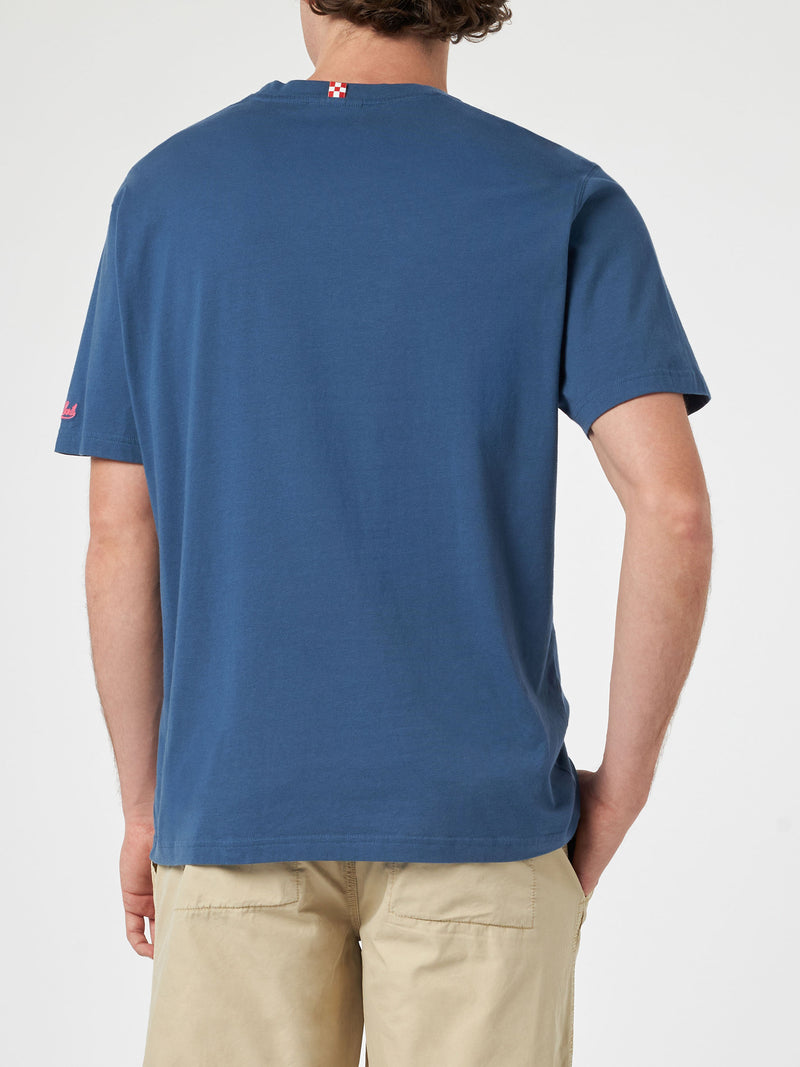 Klassisches Herren-T-Shirt Portofino aus Baumwolljersey mit Domani-Smetto-Stickerei