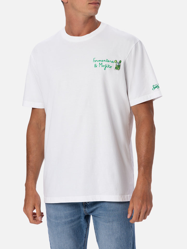 Klassisches Herren-T-Shirt aus Baumwolljersey „Portofino“ mit Formentera-Aperitif-Stickerei