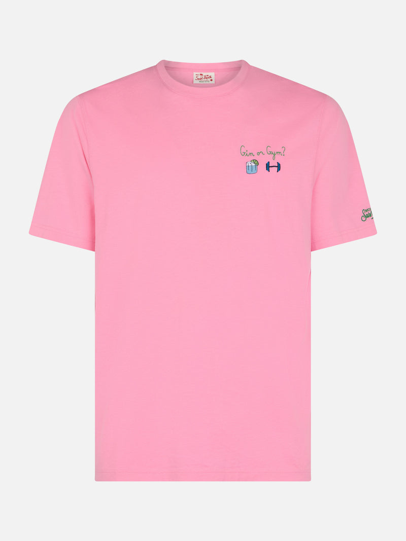 Klassisches Herren-T-Shirt aus Baumwolljersey „Portofino“ mit „Gin“- oder „Gym“-Stickerei