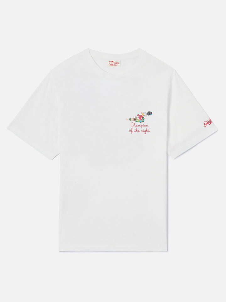 T-shirt Portofino bianca con ricamo Champion Of The Night | Special Edition