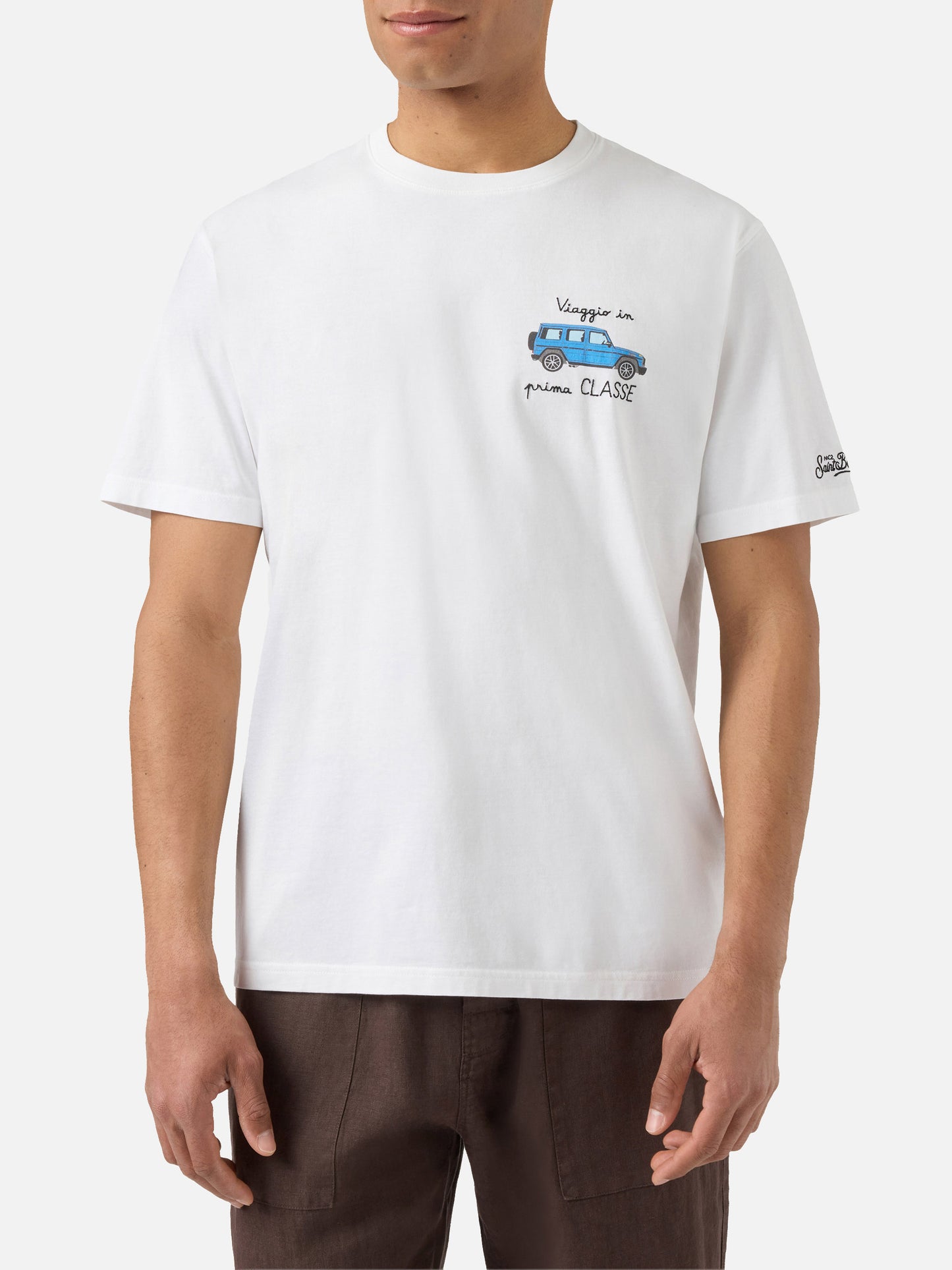 T-shirt Portofino bianca con ricamo Viaggio In Prima Classe