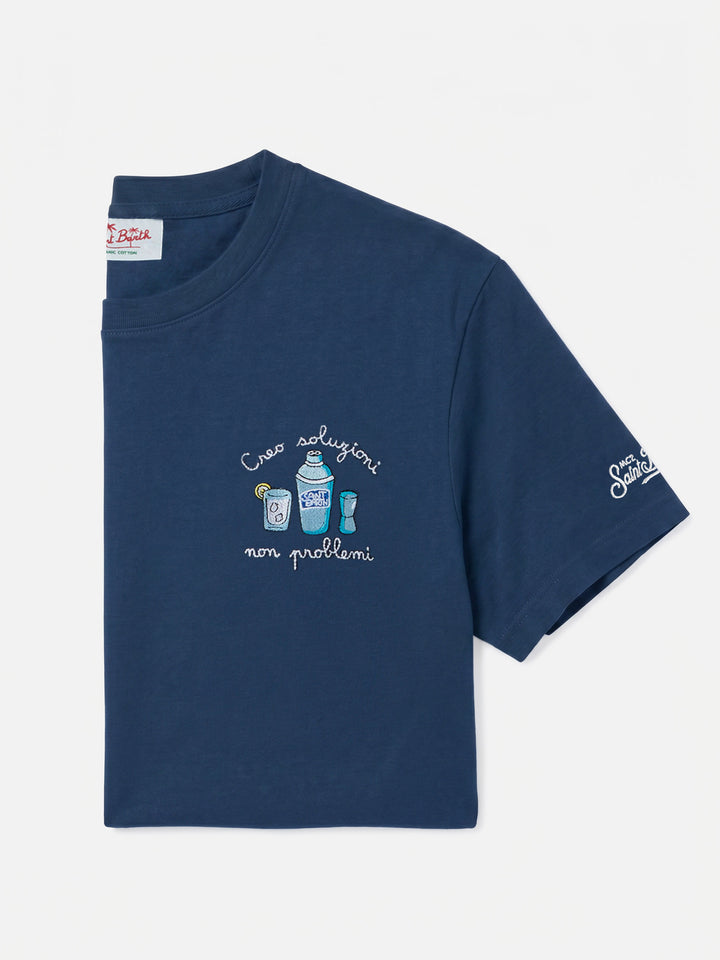 Blue Portofino T-shirt with Creo Soluzioni Non Problemi embroidery