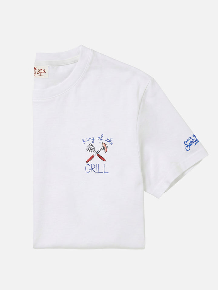 T-shirt Portofino bianca con ricamo King Of The Grill