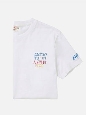 T-shirt Portofino blanc avec broderie Faccio Tutto A Fin Di Bere | Édition spéciale 