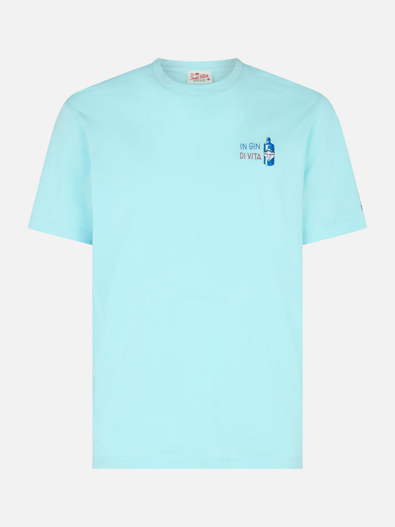 Klassisches Herren-T-Shirt aus Baumwolljersey „Portofino“ mit „In Gin di Vita“-Stickerei | INSULTI LUMINOSI SONDEREDITION