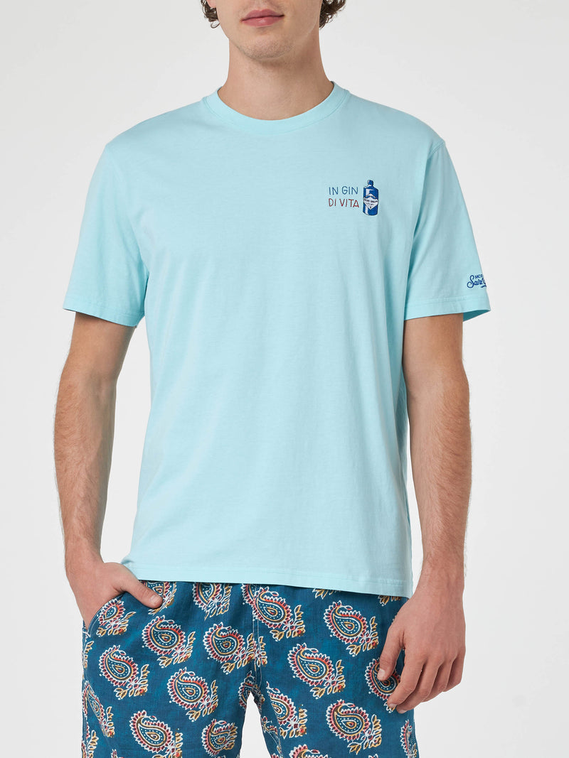 Klassisches Herren-T-Shirt aus Baumwolljersey „Portofino“ mit „In Gin di Vita“-Stickerei | INSULTI LUMINOSI SONDEREDITION