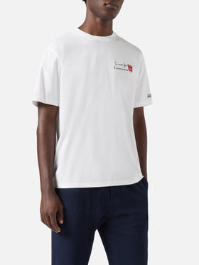 White Portofino T-shirt with Tu Vuò Fà L'americano embroidery