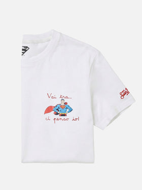 White Portofino T-shirt with Vai Tra Ci Penso Io! embroidery | Special Edition