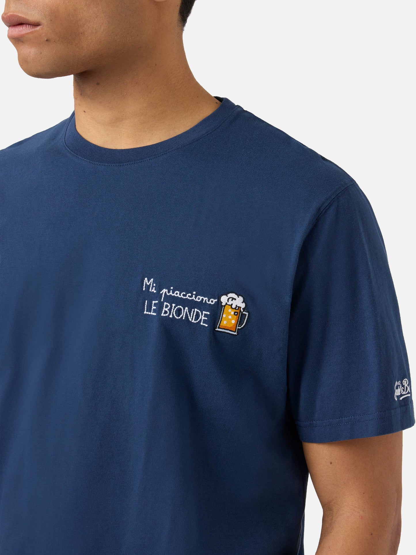 T-shirt Portofino blu con ricamo Mi Piacciono Le Bionde