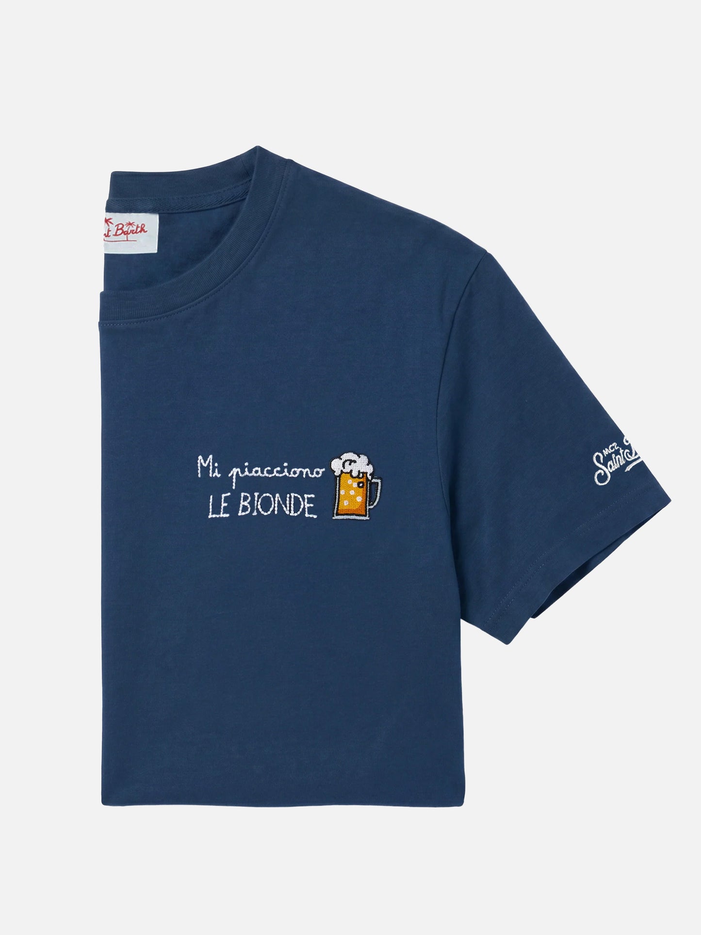 T-shirt Portofino blu con ricamo Mi Piacciono Le Bionde