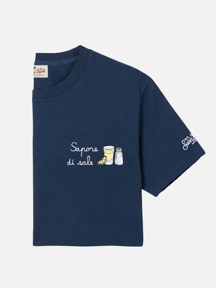 Blue Portofino T-shirt with Sapore Di Sale embroidery