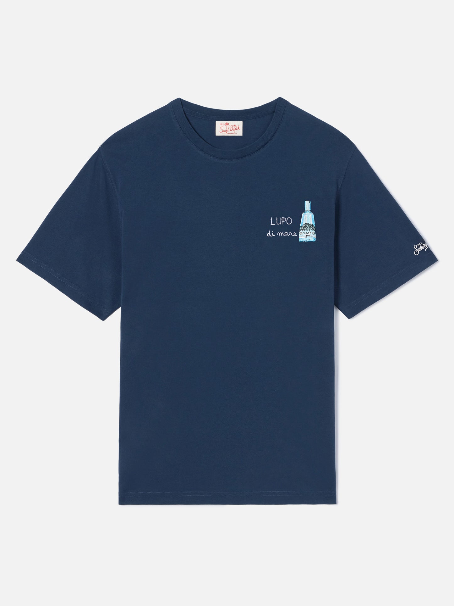 T-shirt Portofino blu con ricamo Lupo Di Mare | Special Edition