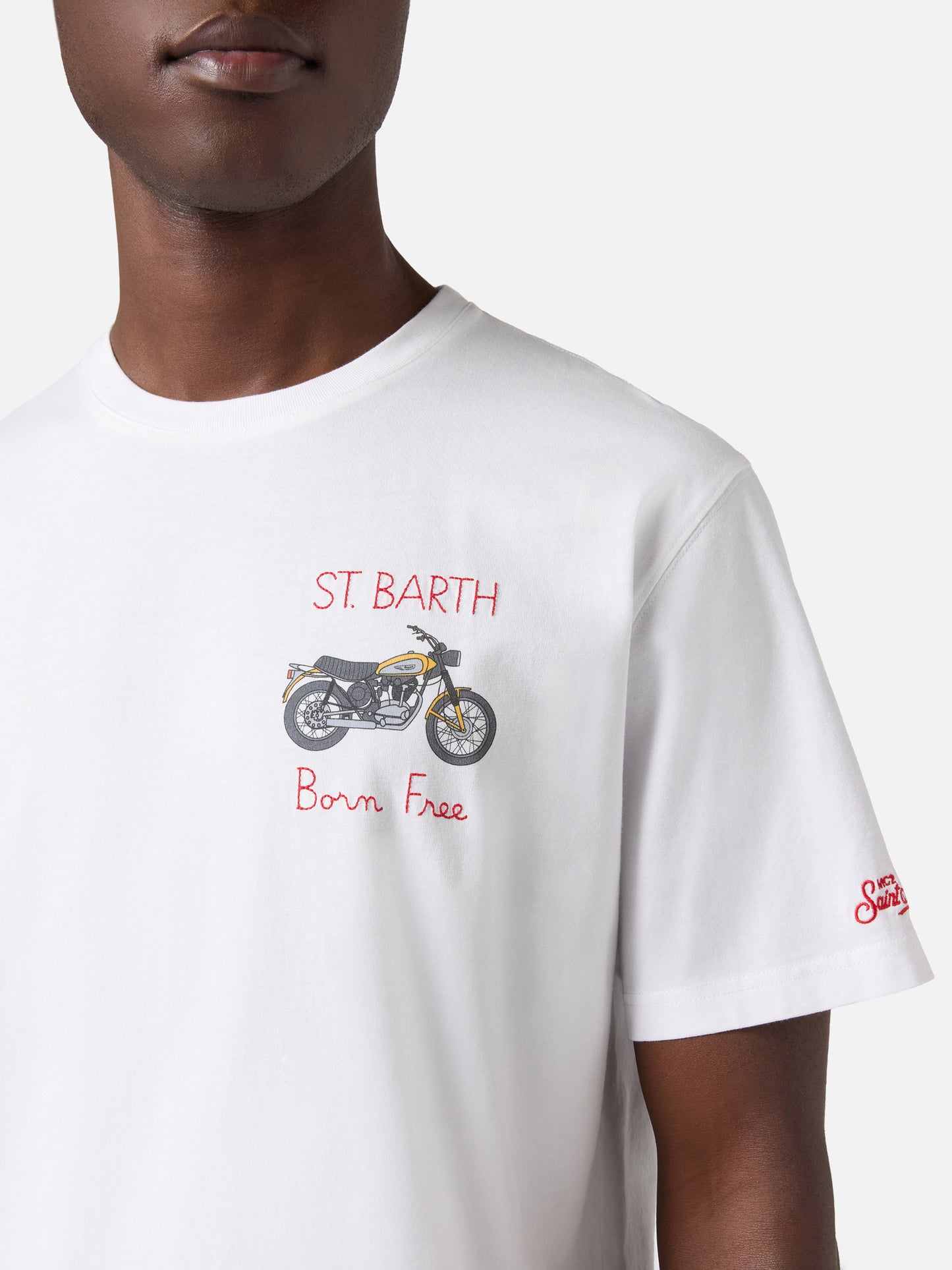 T-shirt Portofino bianca con ricamo Born Free | Special Edition