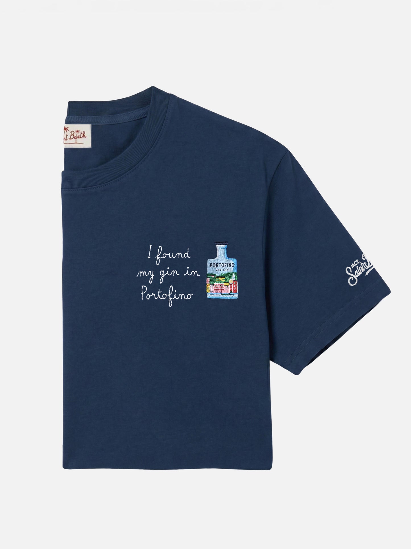 Blaues Portofino T-Shirt mit I Found My Gin In Portofino-Stickerei | Special Edition 