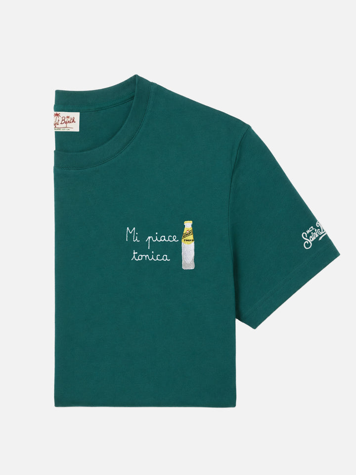 T-shirt Portofino verde con ricamo Mi Piace Tonica | Special Edition