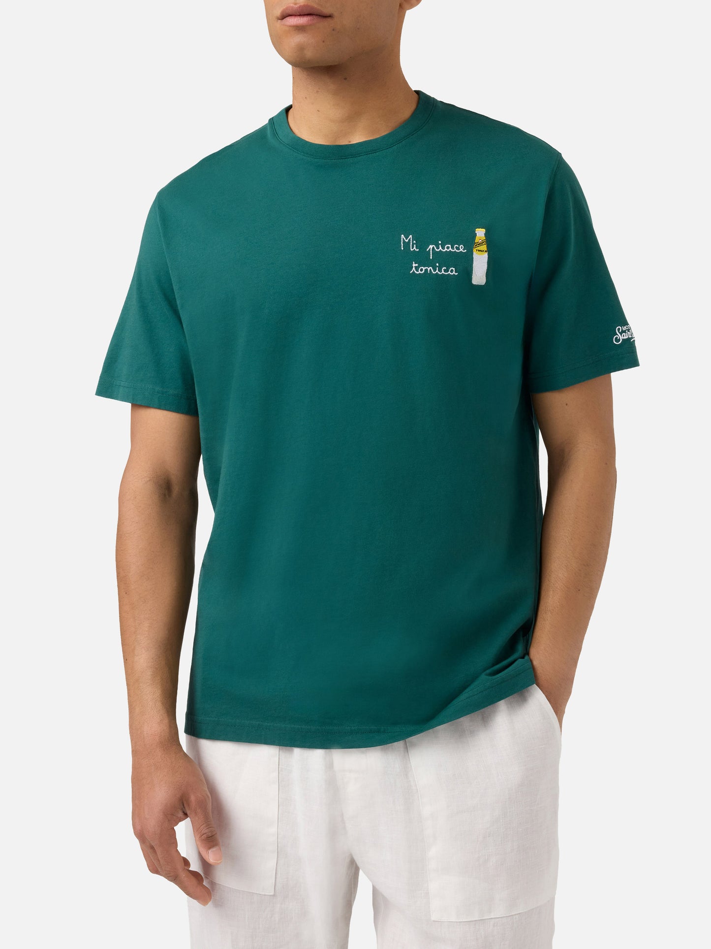 T-shirt Portofino verde con ricamo Mi Piace Tonica | Special Edition