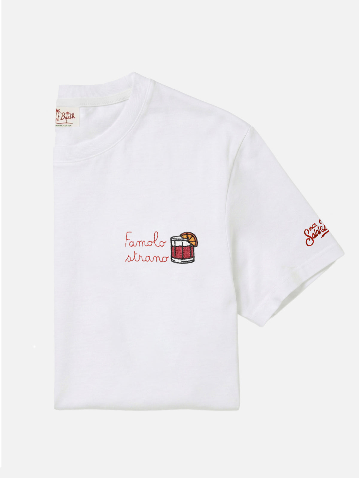 Camiseta de jersey de algodón de corte clásico Portofino con bordado Famolo strano |INSULTI LUMINOSI SPECIAL EDITION 