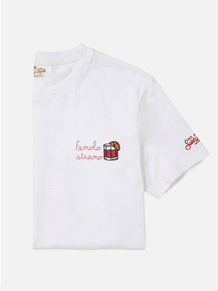 T-shirt en jersey de coton coupe classique Portofino avec broderie Famolo strano |INSULTI LUMINOSI SPECIAL EDITION 