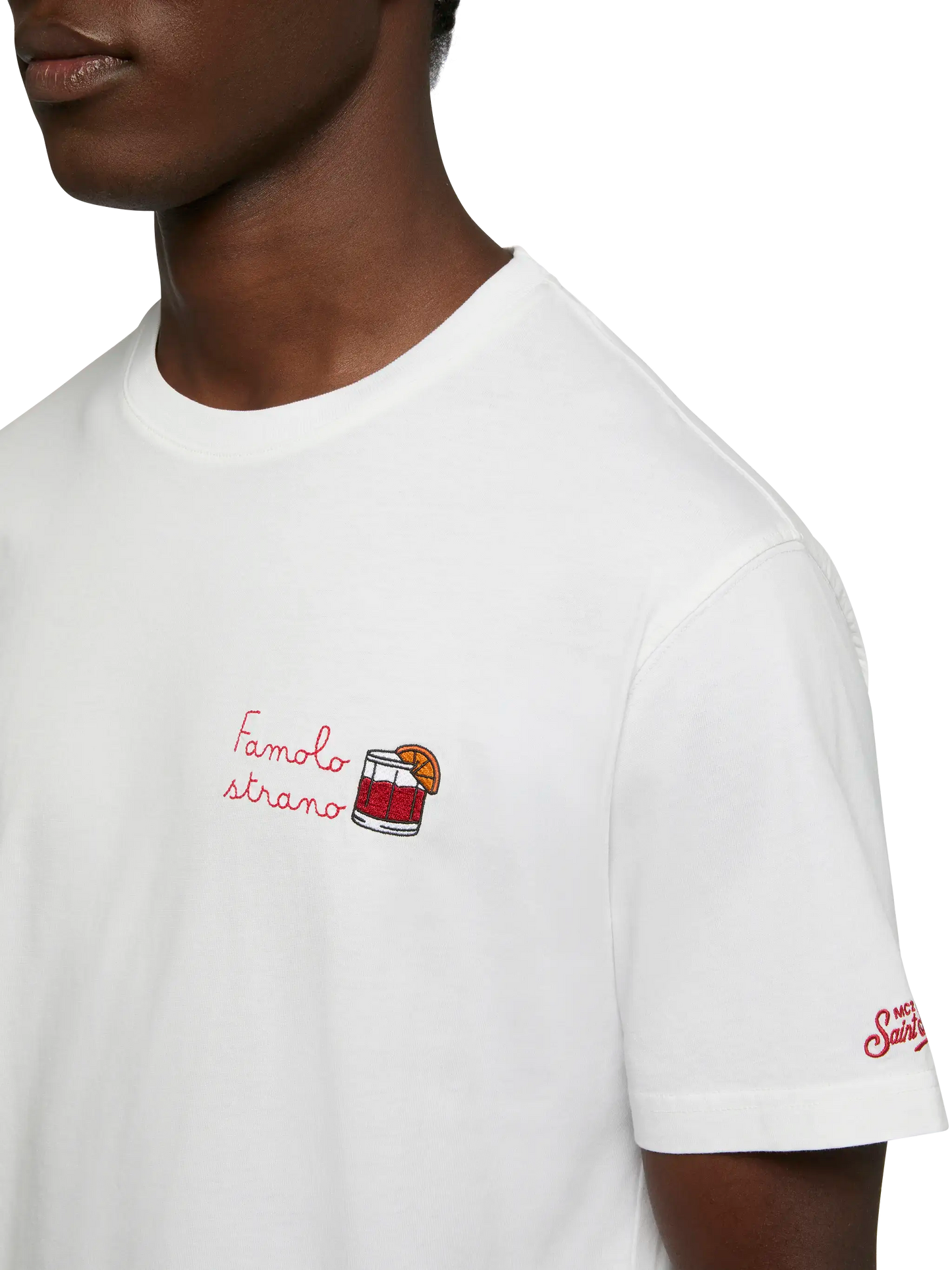 Classic fit cotton jersey t-shirt Portofino with Famolo strano embroidery |INSULTI LUMINOSI SPECIAL EDITION