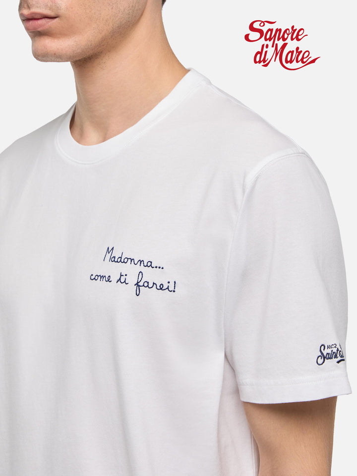 Klassisch geschnittenes Baumwolljersey-T-Shirt Portofino mit Come ti farei! Stickerei | SAPORE DI MARE SONDERAUSGABE