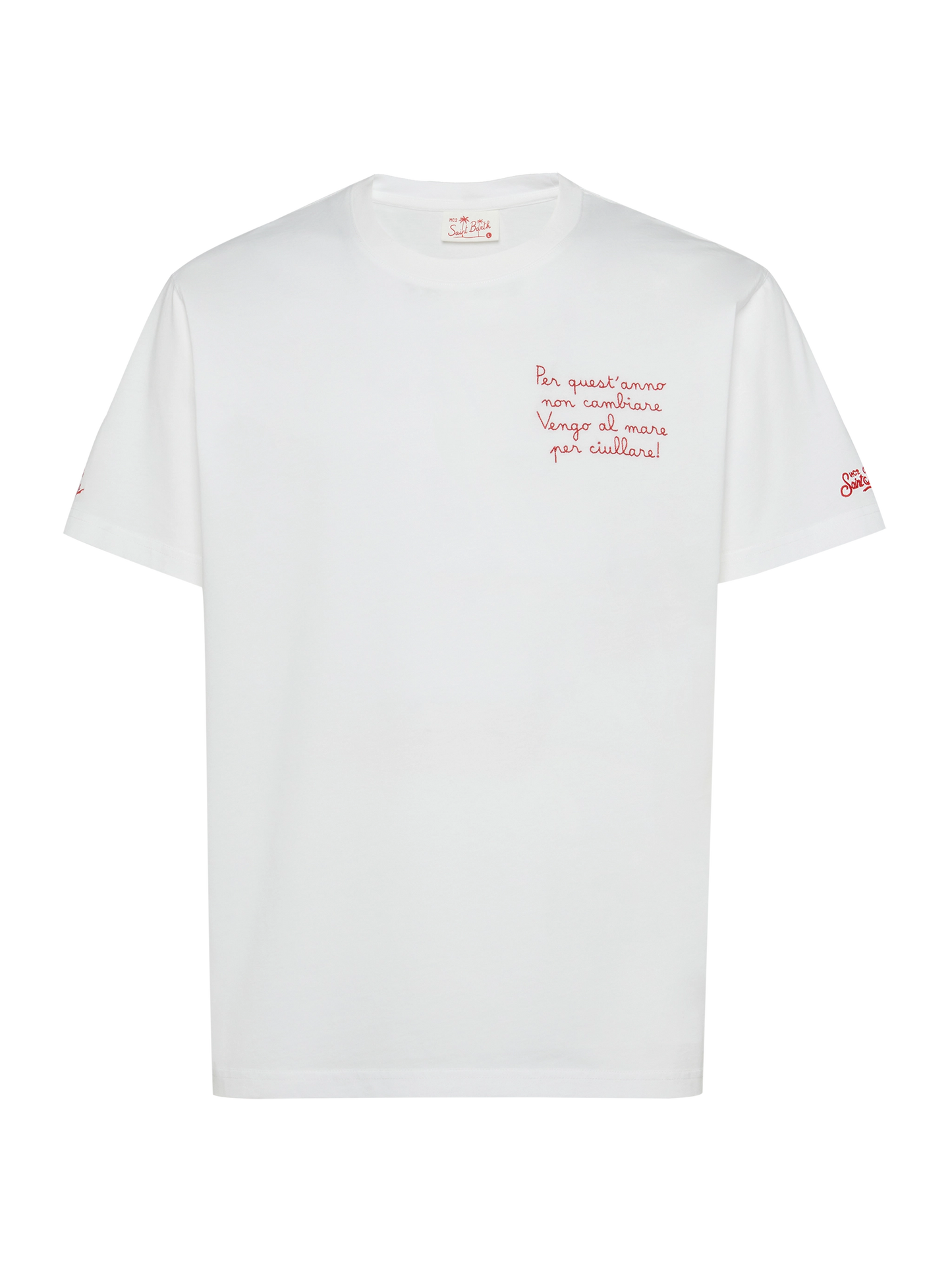Klassisch geschnittenes T-Shirt aus Baumwolljersey Portofino mit Vengo al mare-Stickerei | SAPORE DI MARE SPECIAL EDITION