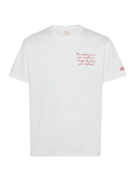 Klassisch geschnittenes T-Shirt aus Baumwolljersey Portofino mit Vengo al mare-Stickerei | SAPORE DI MARE SPECIAL EDITION