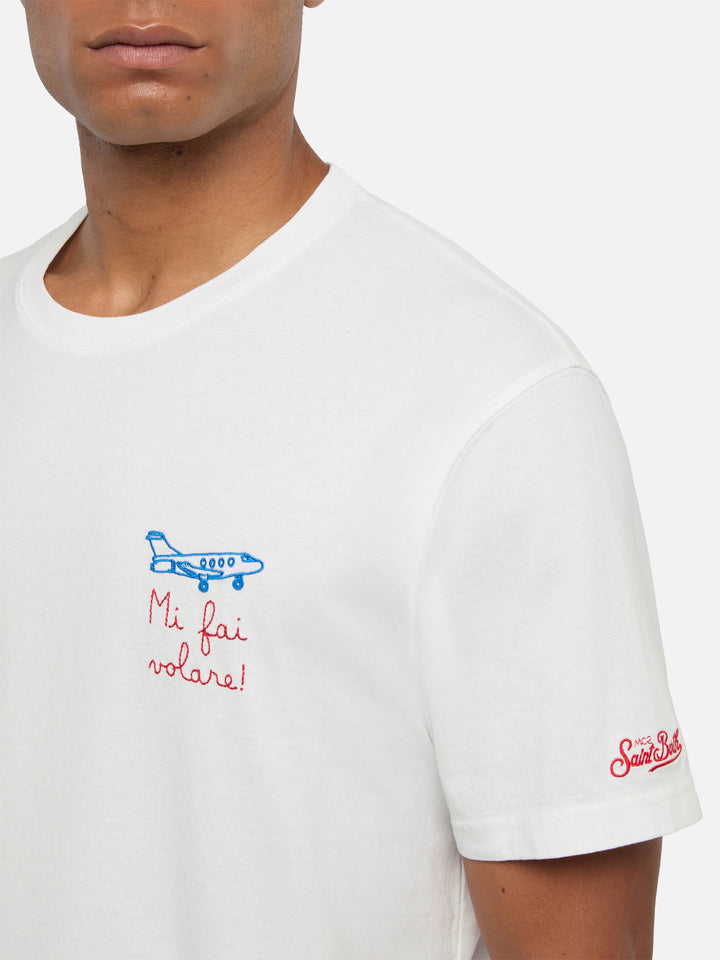 T-Shirt Portofino aus Baumwolljersey mit klassischer Passform und Volare-Stickerei
