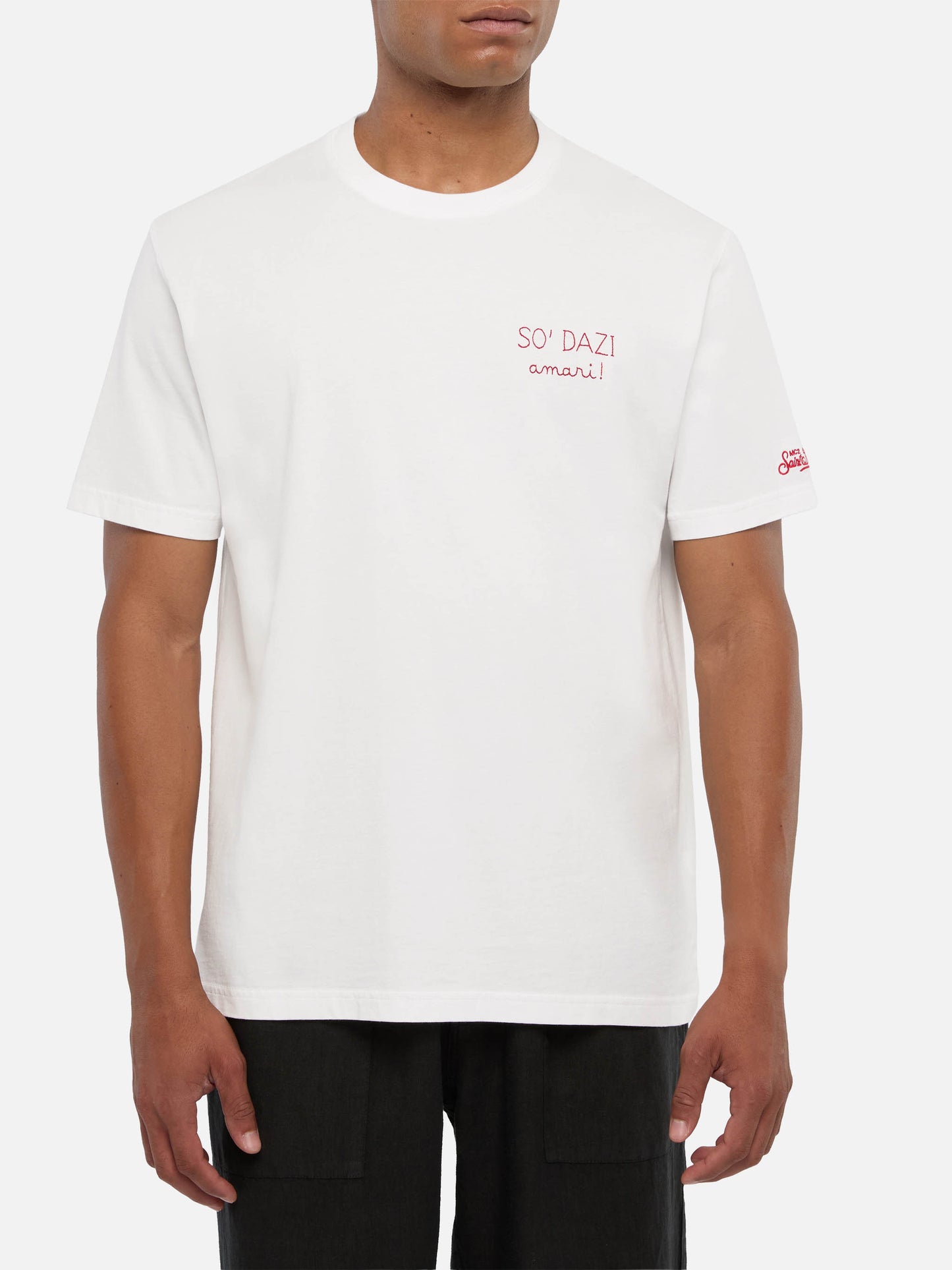 Portofino T-Shirt aus klassischem Baumwolljersey mit Dazi Amari Stickerei.