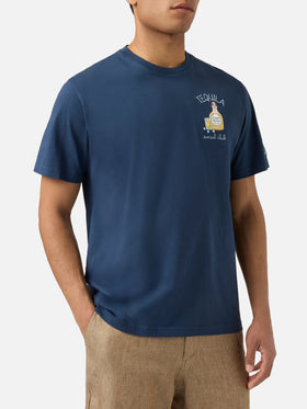 T-shirt Portofino blu con ricamo Tequila Social Club