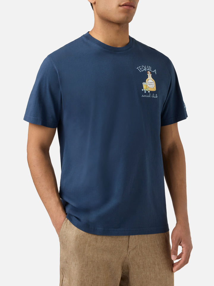 Blue Portofino T-shirt with Tequila Social Club embroidery